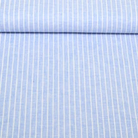 Leinen Cotton Streifen Hellblau