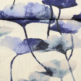 Viskoseleinen Große Blüten Navy
